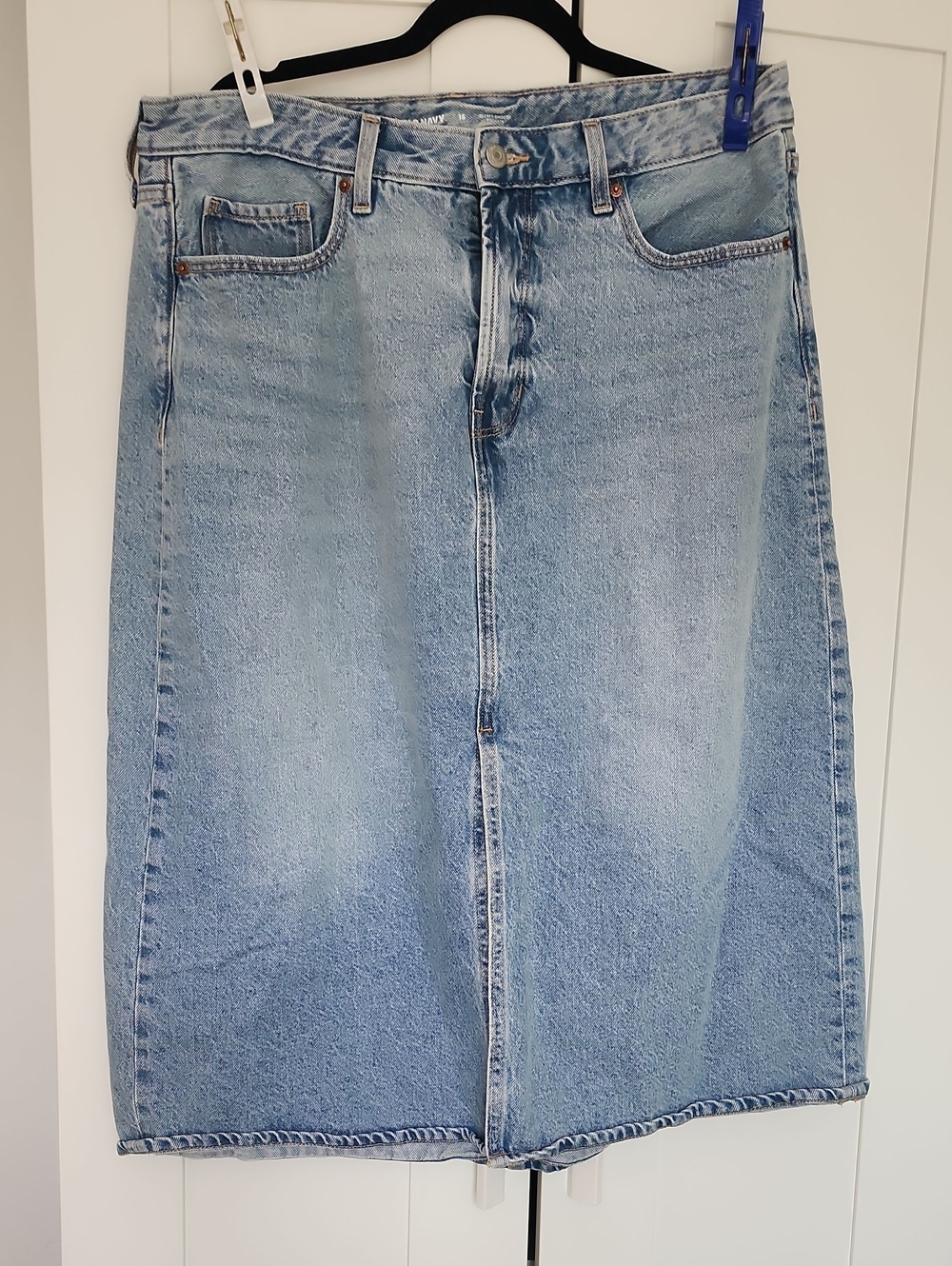 Old Navy Faded Blue Denim Long Maxi Length Skirt